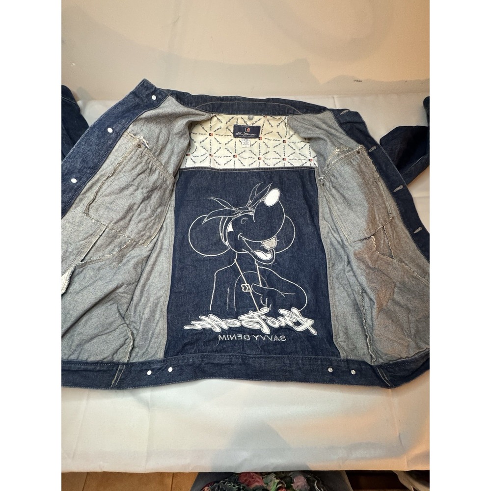Y2K Kno' Betta Denim Jacket Sz Medium Blue With Back Mouse Patch  Hip Hop - Picture 11 of 16